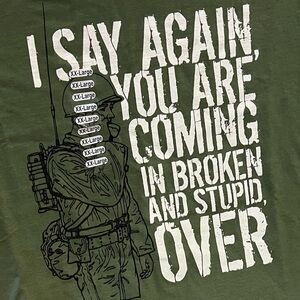 GILDAN ARMY Humorous Novelty T-Shirt Olive Green Ultra Cotton with an